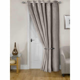 Midnight Thermal Eyelet Door Curtain Embossed Velvet Woven Stone Cream