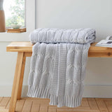 Chunky Marl Knit Throw Silver