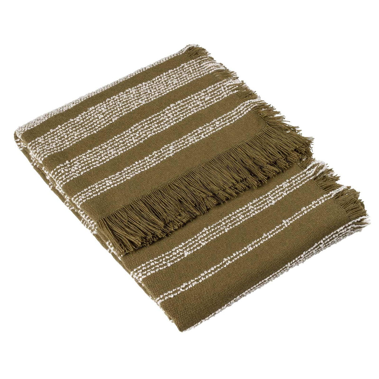 Jour Woven Fringed Throw Olive