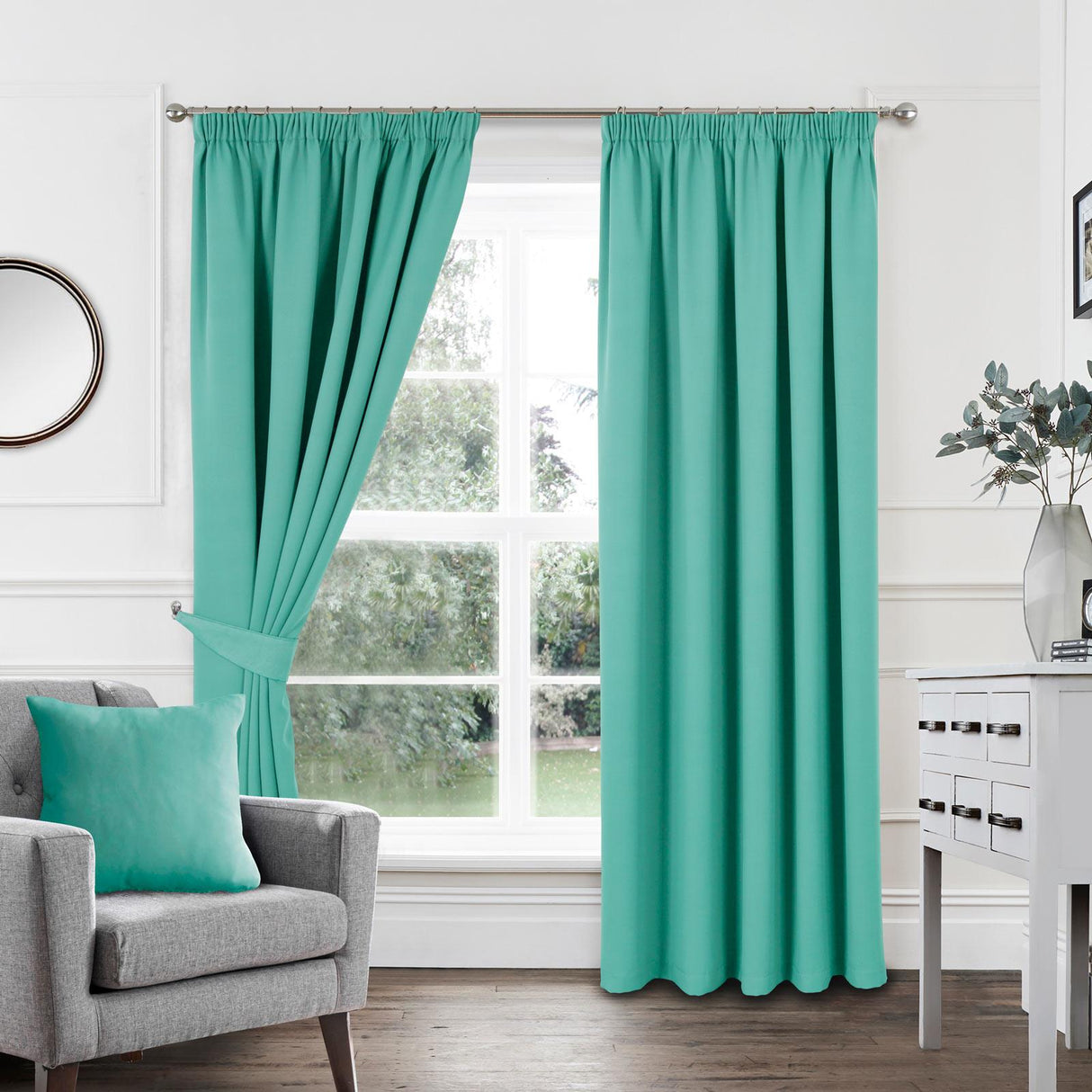 Woven Blackout Tape Top Curtains Teal