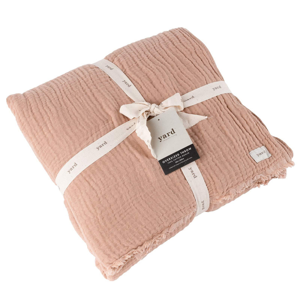 Lark Muslin Cotton Oversized Throw Pink Clay