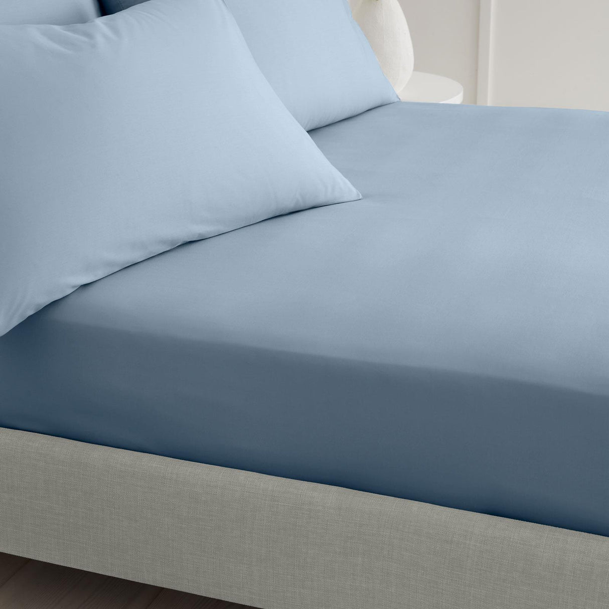 200TC Cotton Percale Fitted Sheet Blue