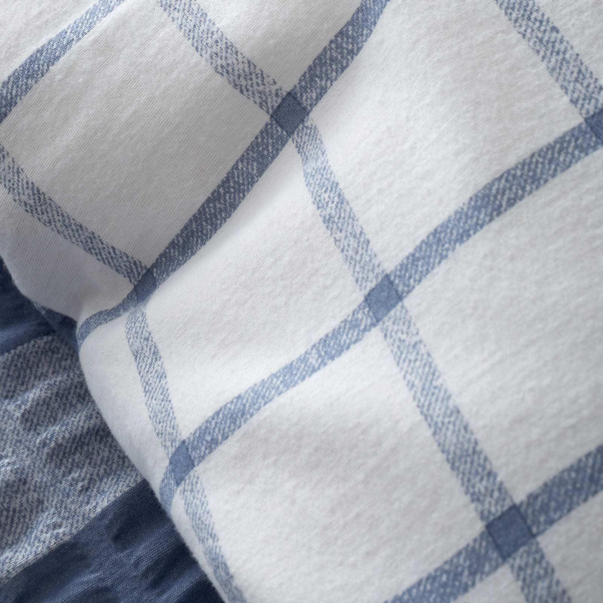 Brushed Seersucker Gingham Duvet Cover Set Blue