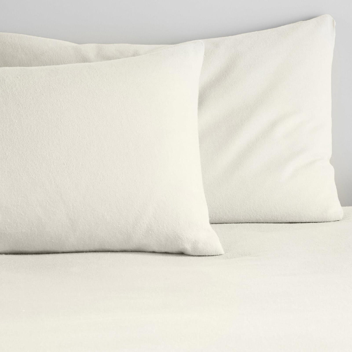 Brushed Flannelette Bedding Pillowcase Pair Cream