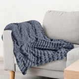 Lush Luxurious Fluffy Faux Rabbit Fur Throw Blanket Charcoal Grey