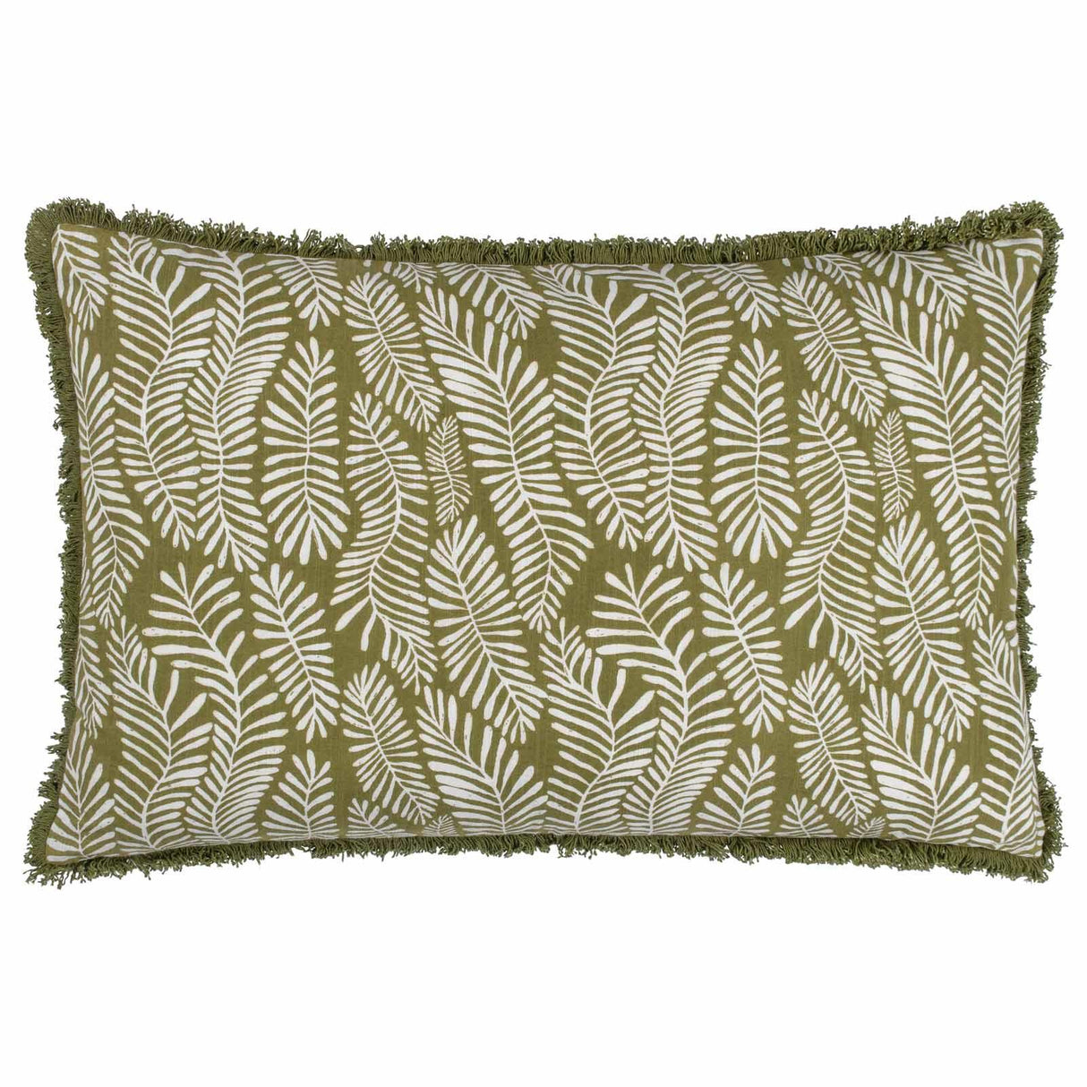 Frond Rectangular Cushion Olive