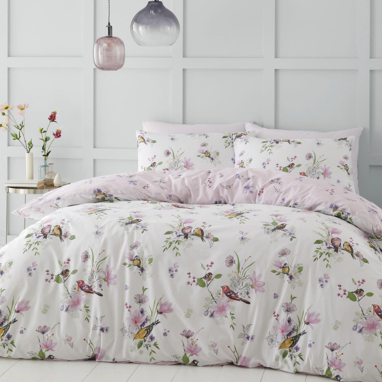 Songbird Duvet Cover Set Pink