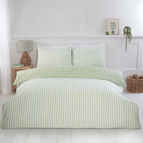 Gingham Check Duvet Cover Set Green