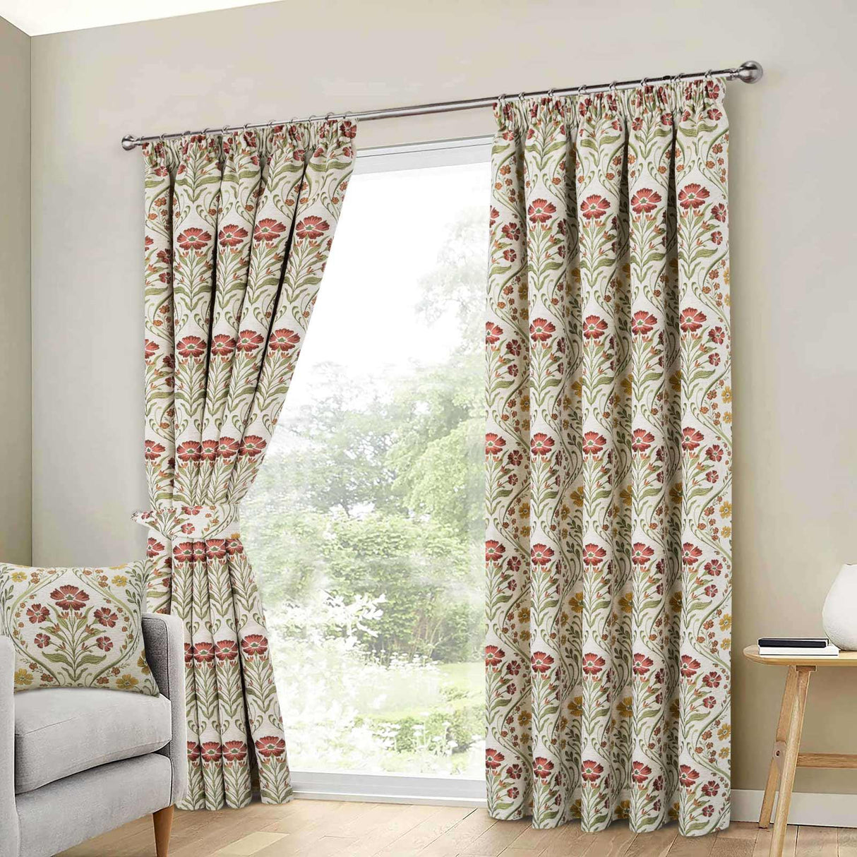 Vermont Tapestry Tape Top Curtains Terracotta