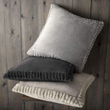 Velvet and Faux Fur Cushion Natural