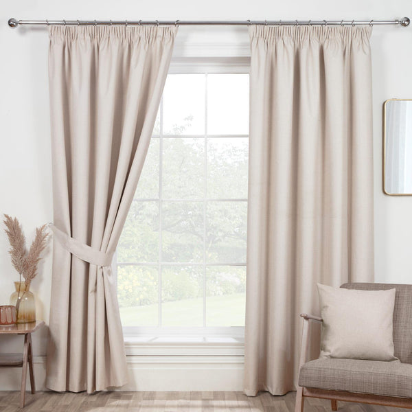 Eclipse Thermal Blackout Tape Top Curtains Natural Tape Top Curtains Sundour 46" x 54"  
