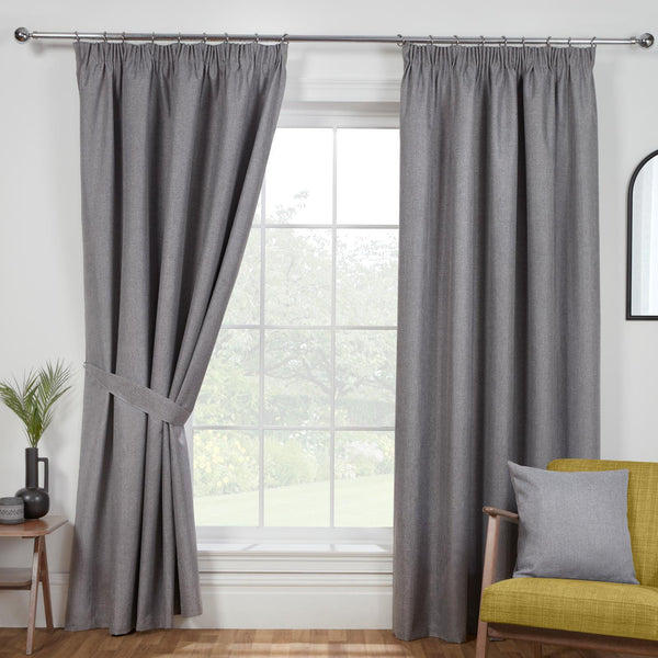 Eclipse Thermal Blackout Tape Top Curtains Pewter Tape Top Curtains Sundour 46" x 54"  