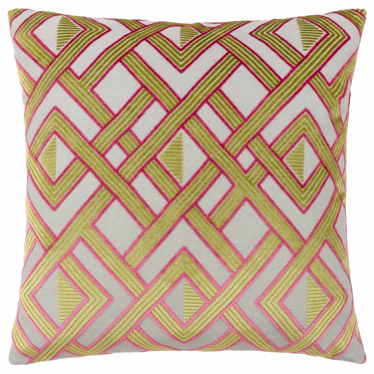 Henley Cushion Cover Lime + Pink