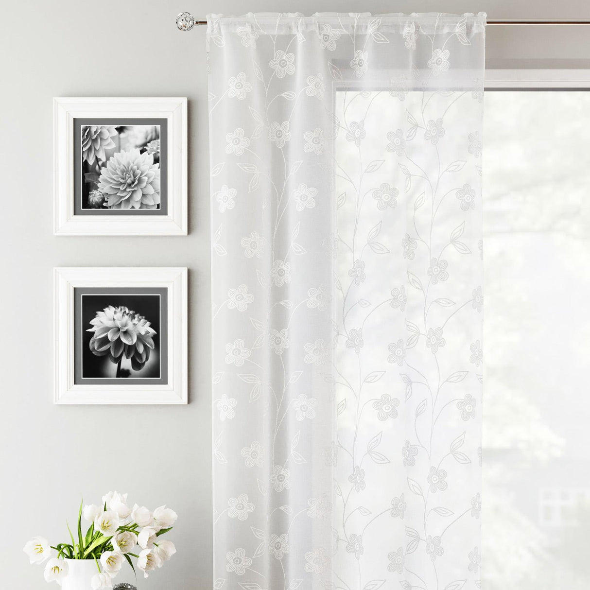 Sienna Voile Curtain Panel White