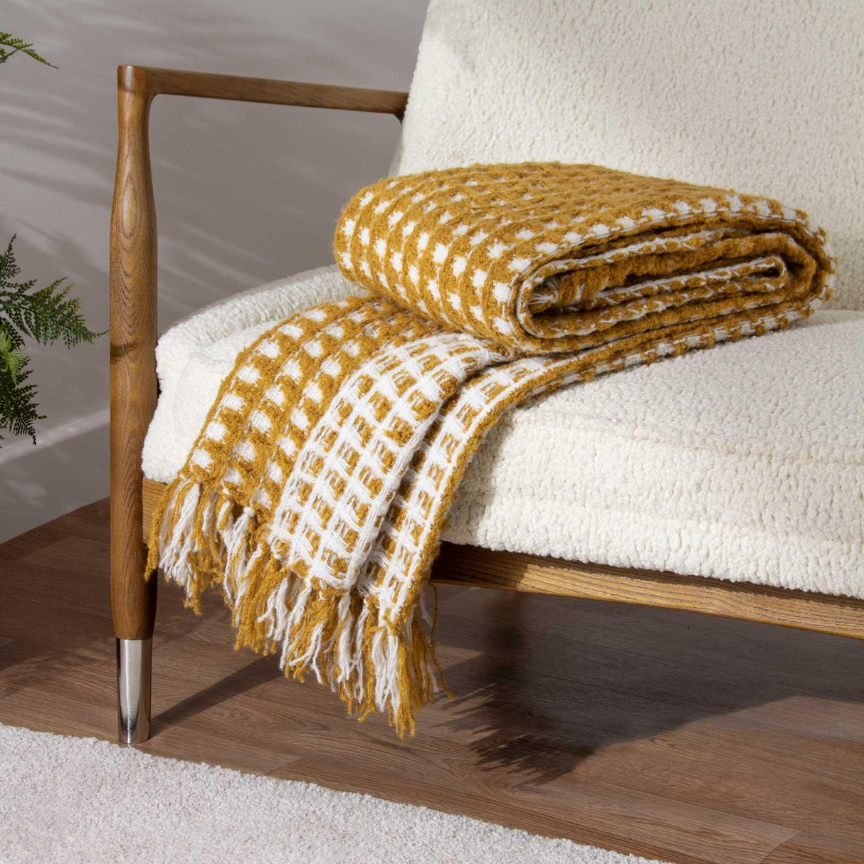 Toasty Waffle Throw Ochre