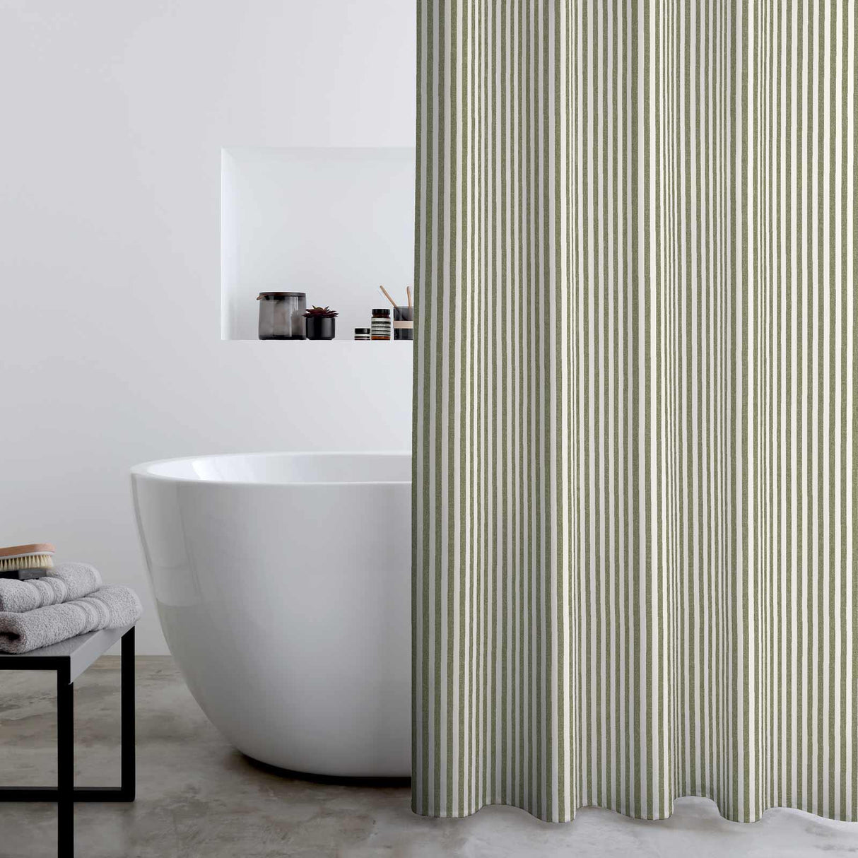 Timeless Stripe Shower Curtain Green