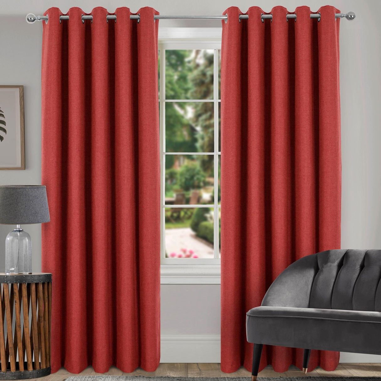 Spencer Blackout Eyelet Curtains Terracotta