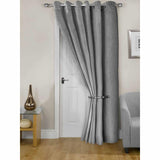 Midnight Thermal Eyelet Door Curtain Embossed Velvet Woven Silver