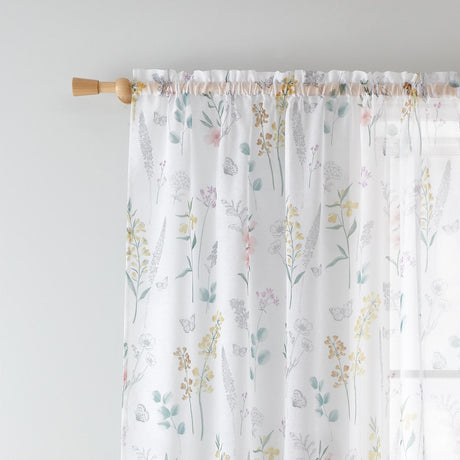 Emilia Floral Voile Curtain Panel