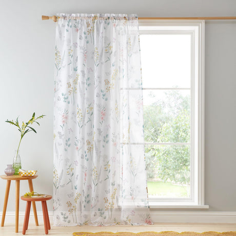 Emilia Floral Voile Curtain Panel