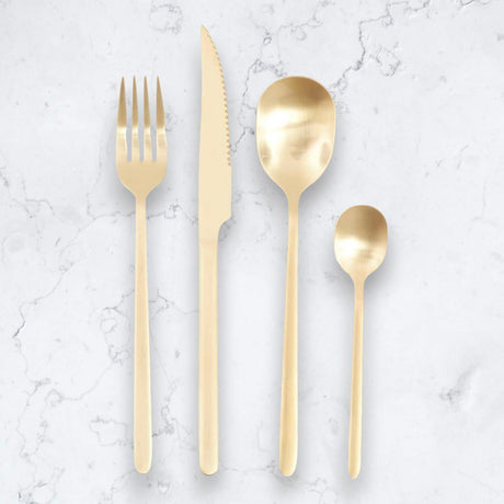 Every Day 16 Piece Matte Gold Cutlery Set