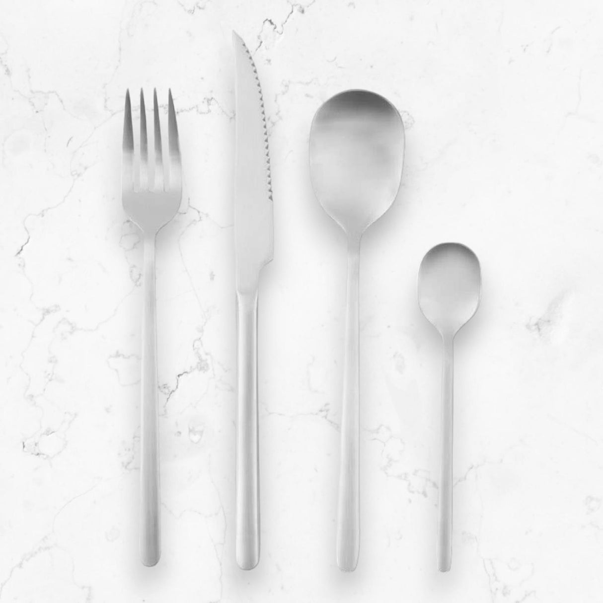 Every Day 16 Piece Matte Silver Cutlery Set