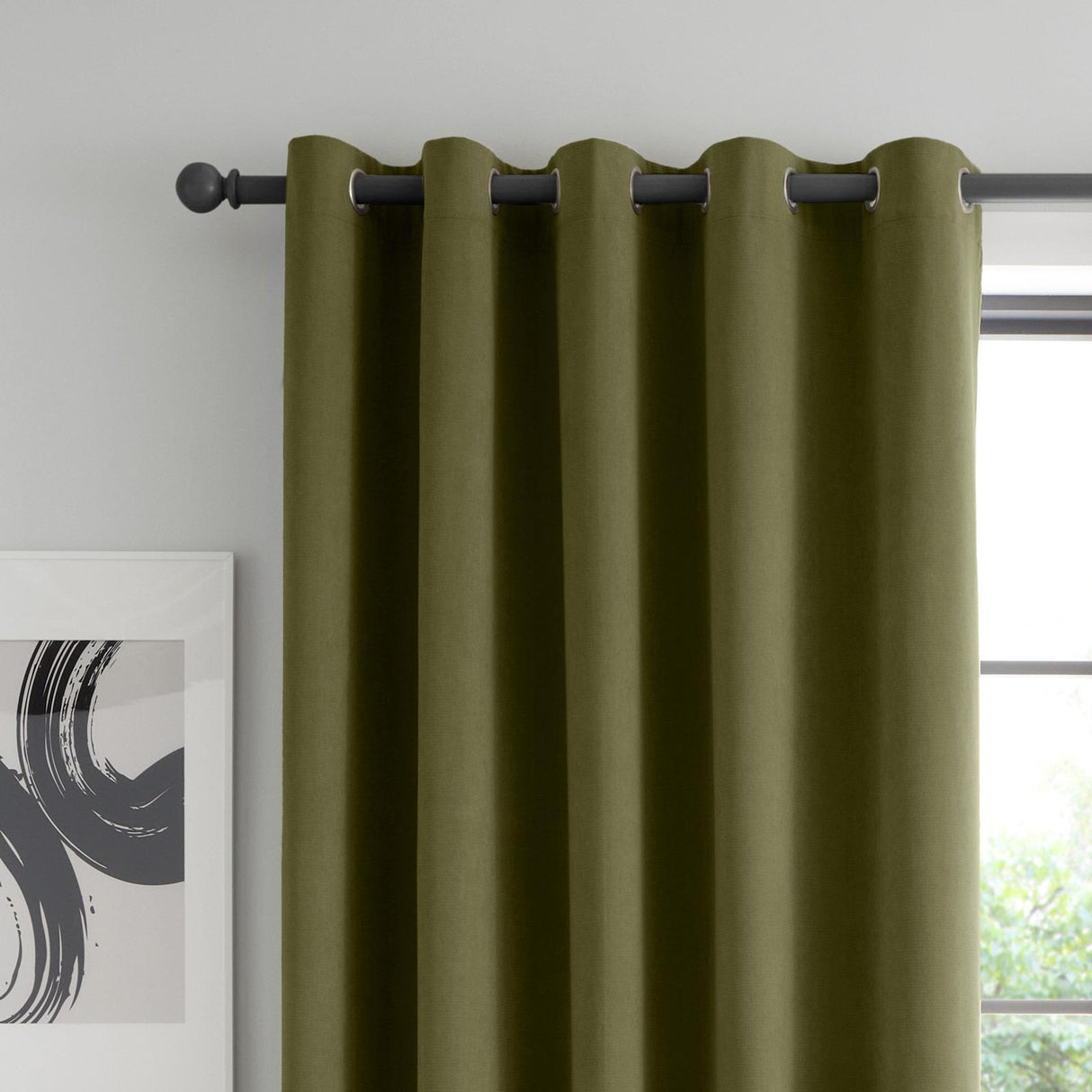 Wilson Velvet Blackout Thermal Eyelet Curtains Olive