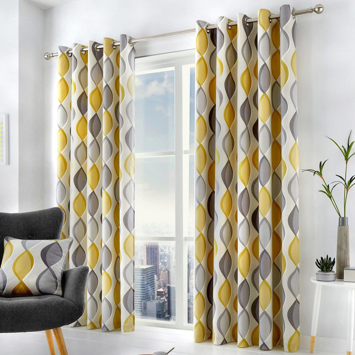 Lennox Cotton Eyelet Curtains Ochre