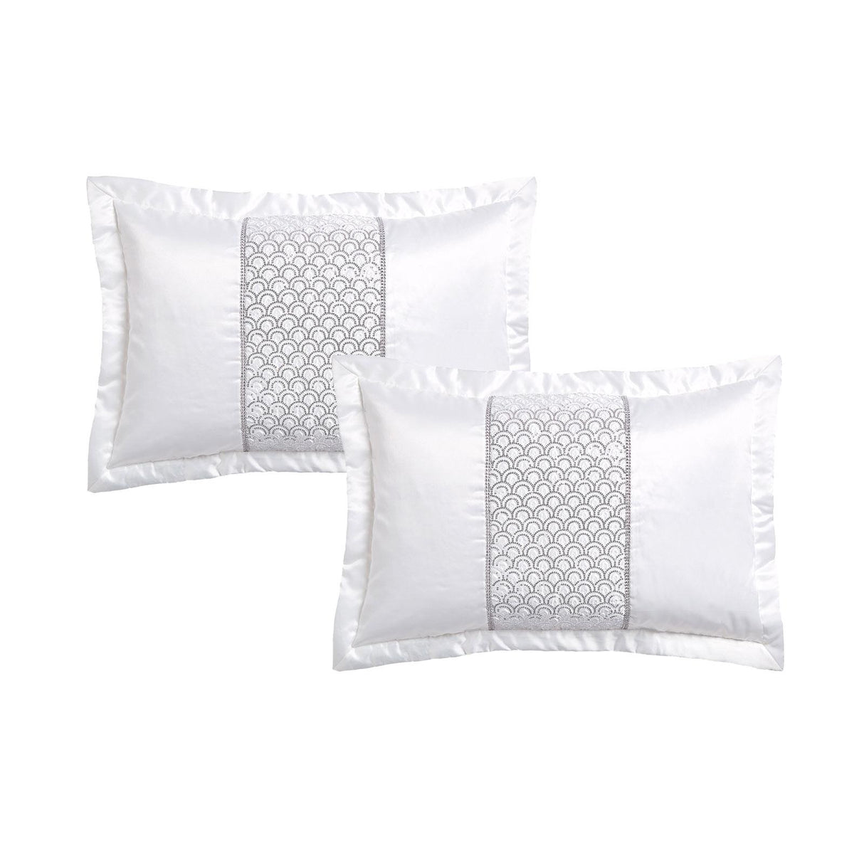 Deco Sequin Pillowsham Pair White