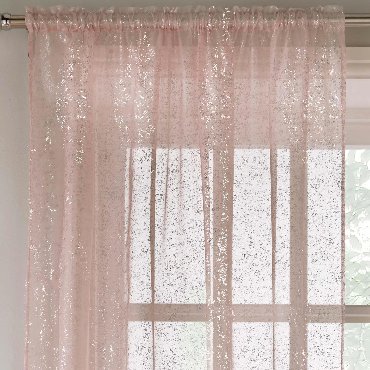 Pandora Metallic Voile Panel Blush 55" x 48"