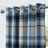 Warrington Check Blackout Eyelet Curtains Navy