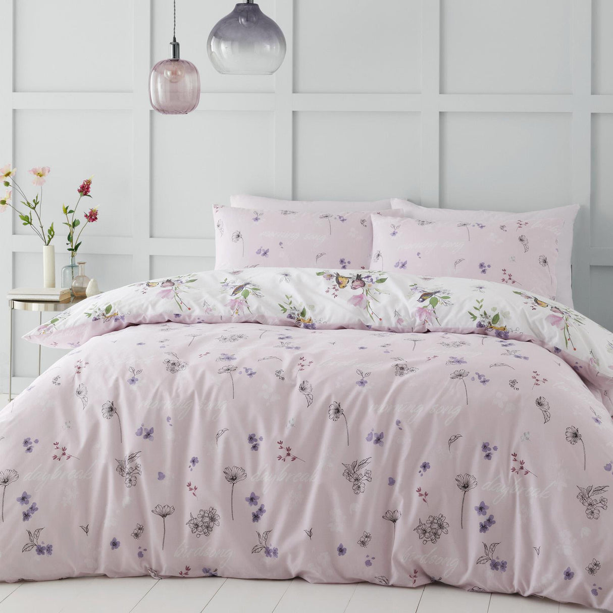 Songbird Duvet Cover Set Pink