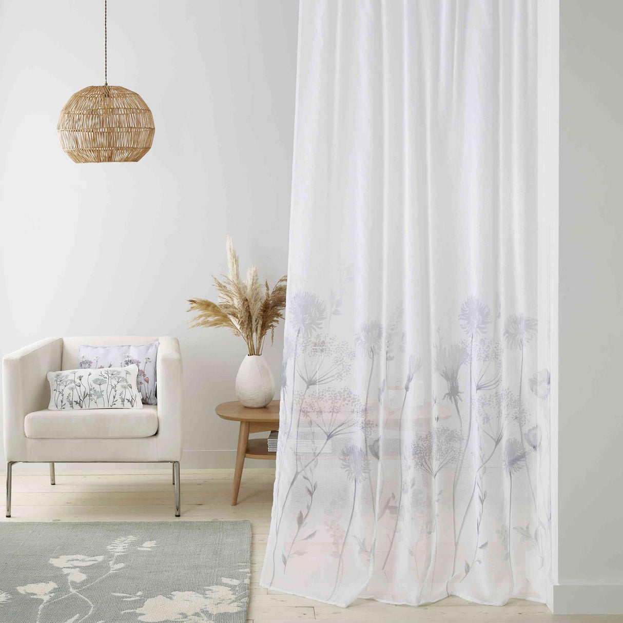 Meadowsweet Floral Voile Curtain Panel