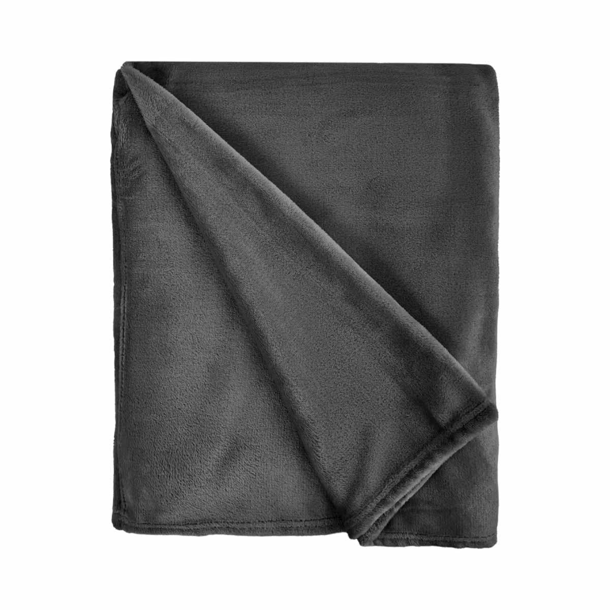 Snug Flannel Fleece Blanket Super Soft Throw in Charcoal Grey