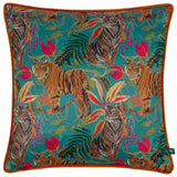 Kali Jungle Tigers Teal Cushion Cover 17" x 17"