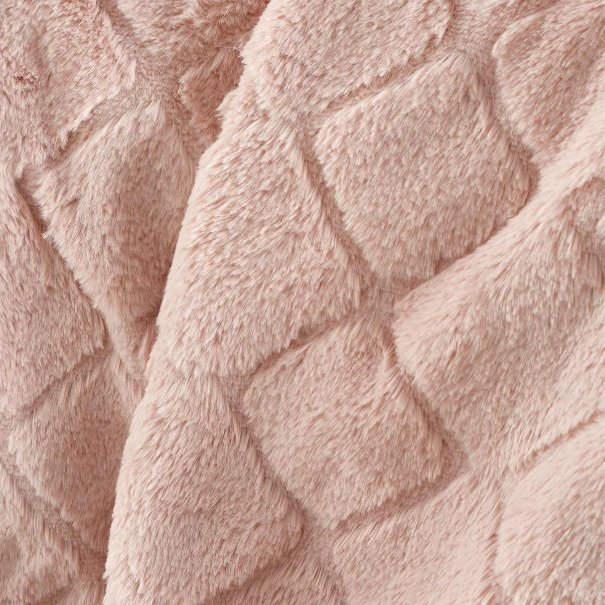 Cosy Diamond Faux Fur Throw Blush