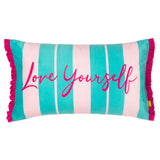 Love Yourself Striped Velvet Cushion Cover