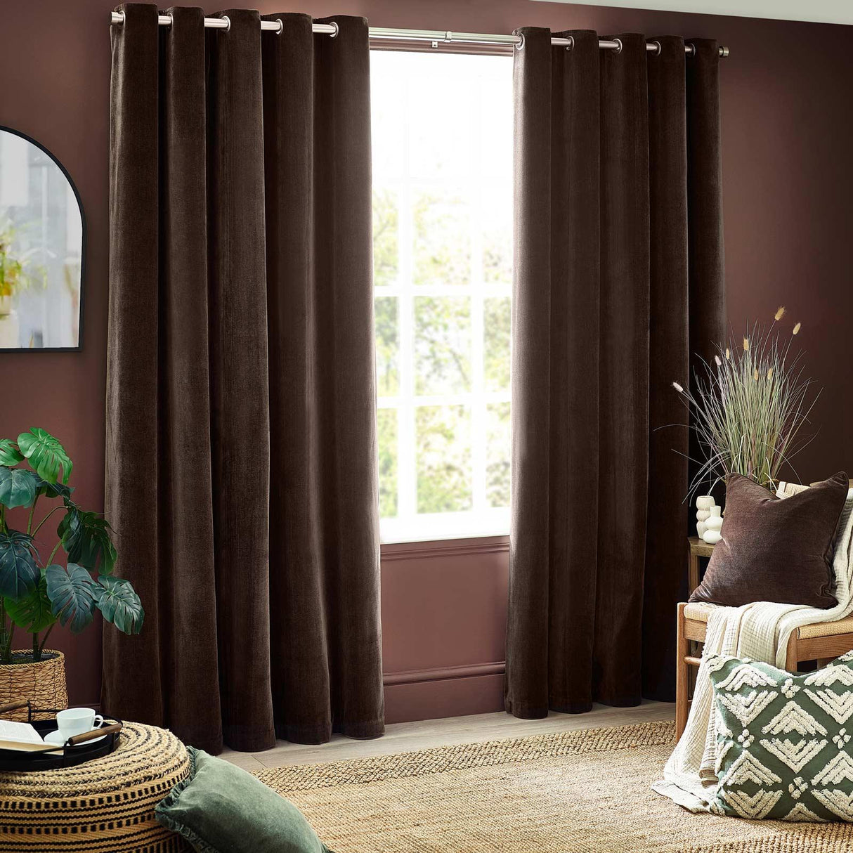 Heavy Chenille Room Darkening Eyelet Curtains