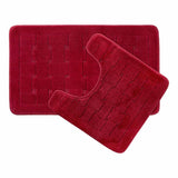 Orkney Bathroom Set Bordeaux Red Mat 45x75cm/ Pedestal 45x45cm