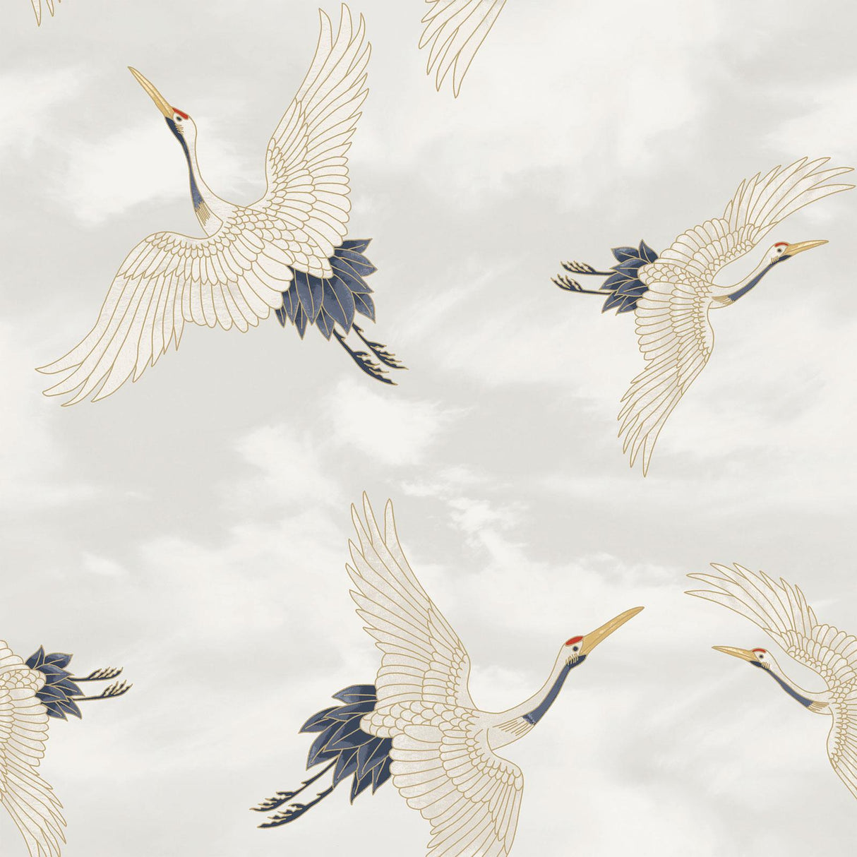 Cranes White Wallpaper