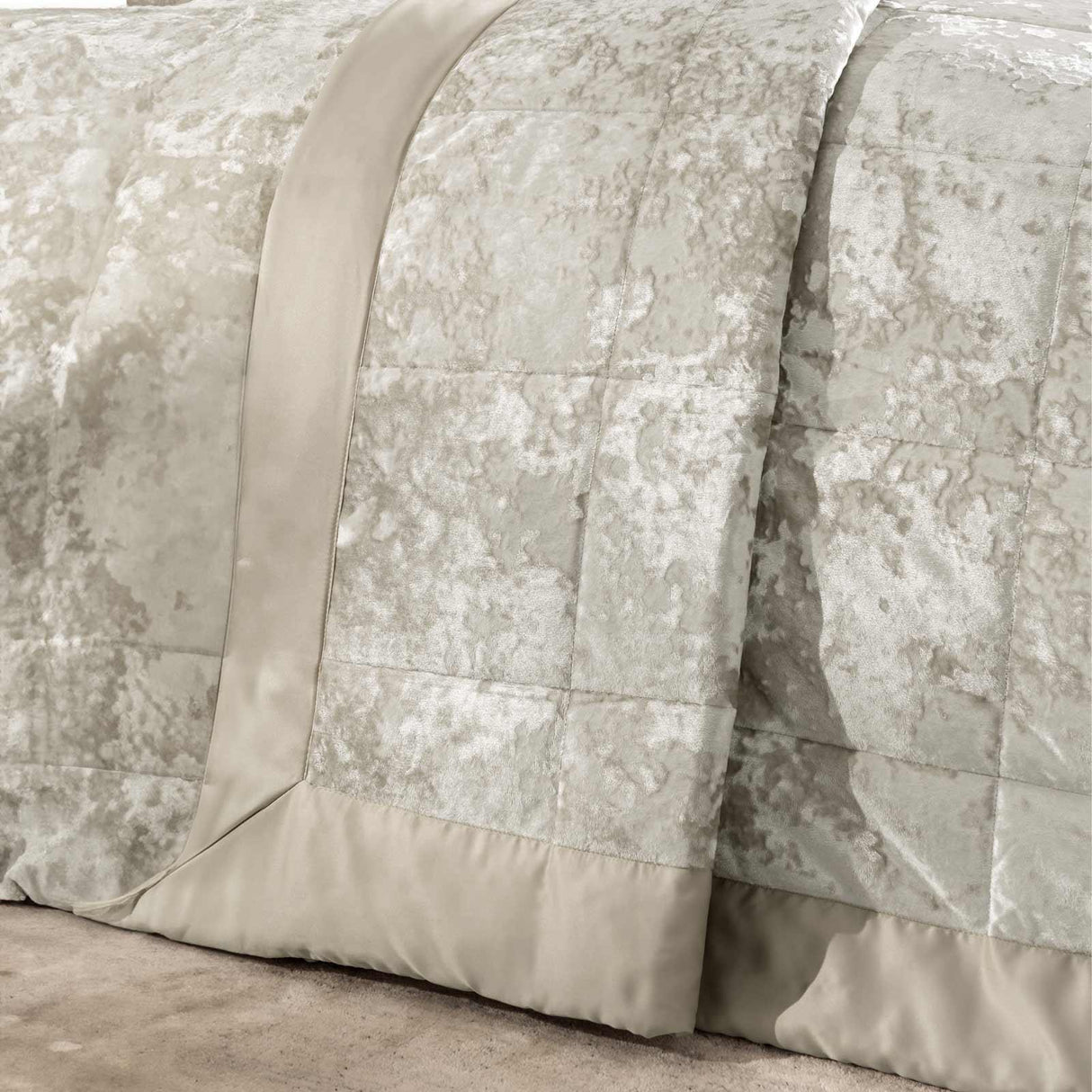 Crushed Velvet Bedspread Natural