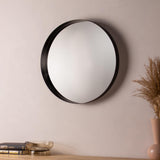 Thin Deep Edge Round Wall Mirror Black