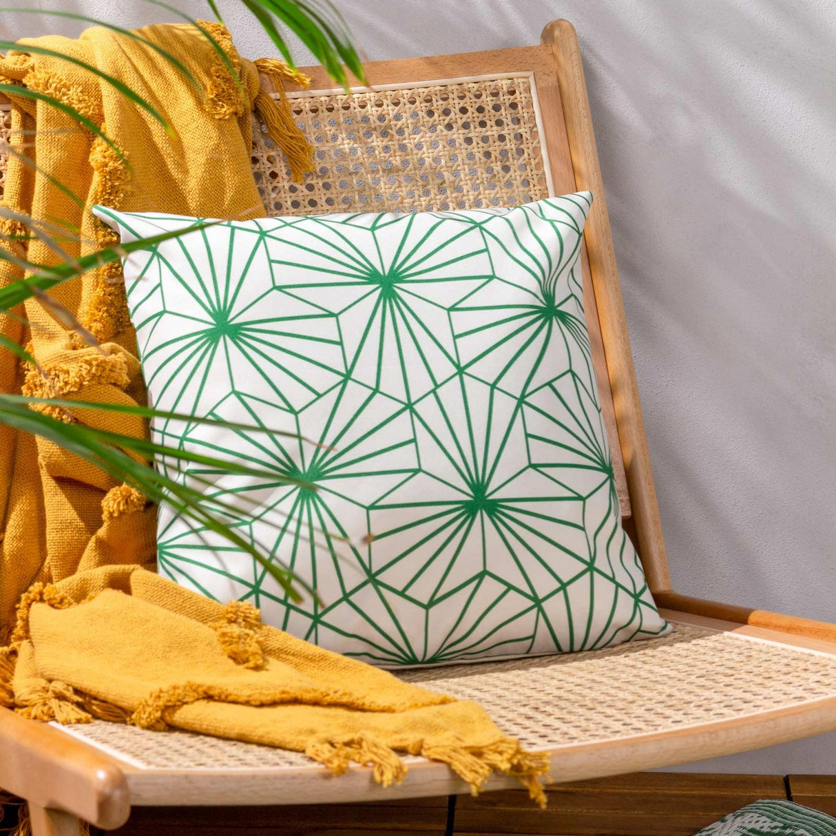 Hexa Reversible Green Outdoor Cushion Cover 17" x 17"