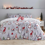 Christmas Festive Gnomes Duvet Cover Set Grey