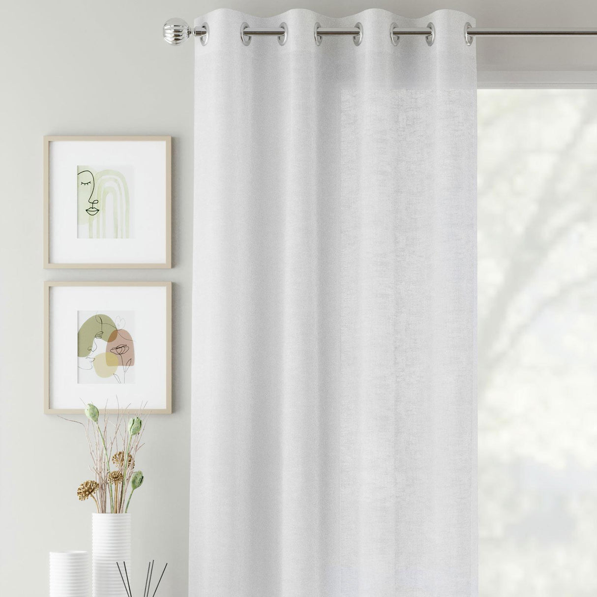 Crete Eyelet Voile Curtain Panel White