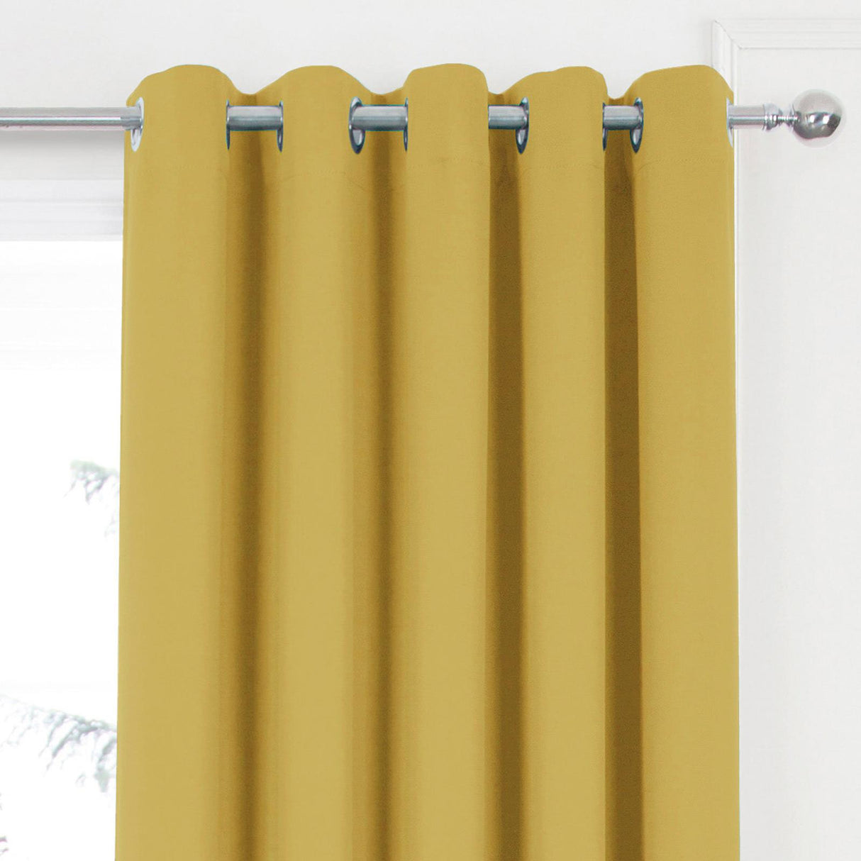 Woven Blackout Eyelet Curtains Ochre