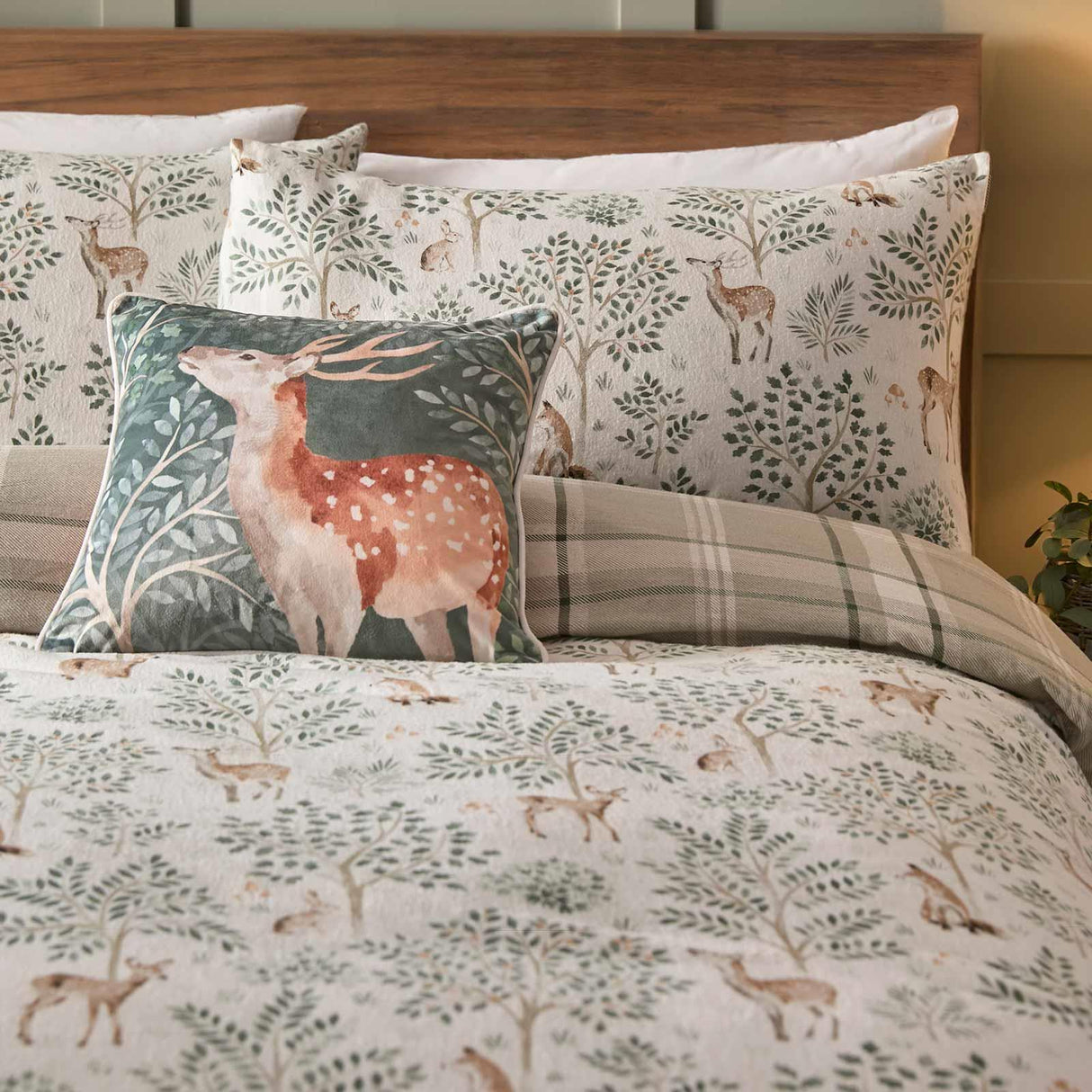 Forest Animals Flannelette Brushed Cotton Duvet Cover Set