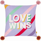 Pom Poms Love Wins Lilac Cushion Cover 17" x 17"