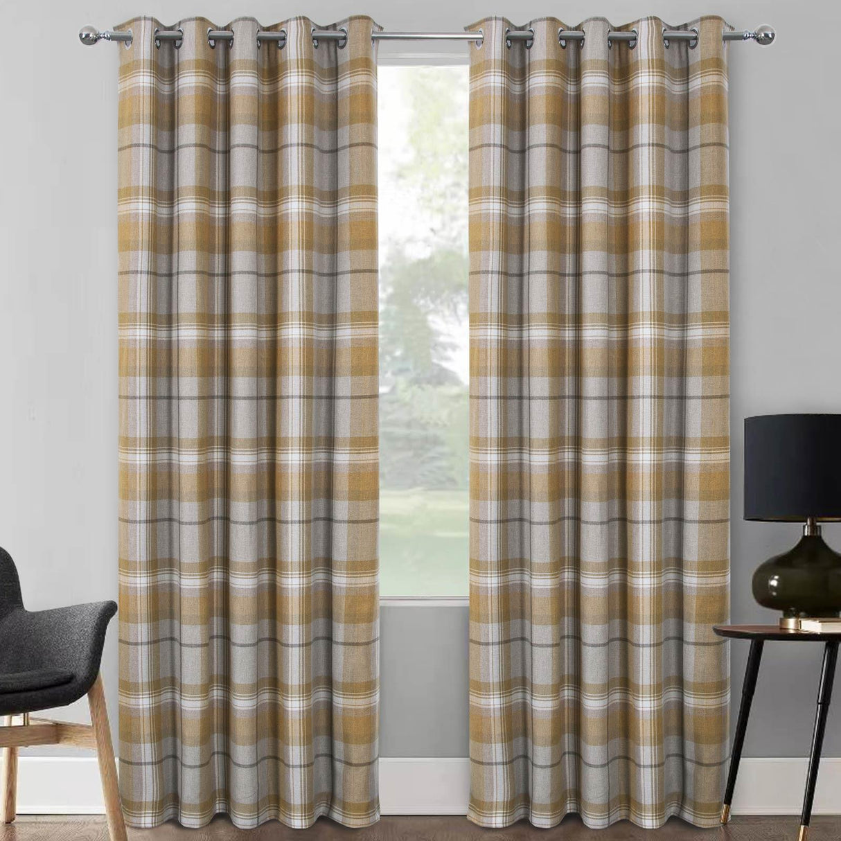 Warrington Blackout Eyelet Curtains Ochre