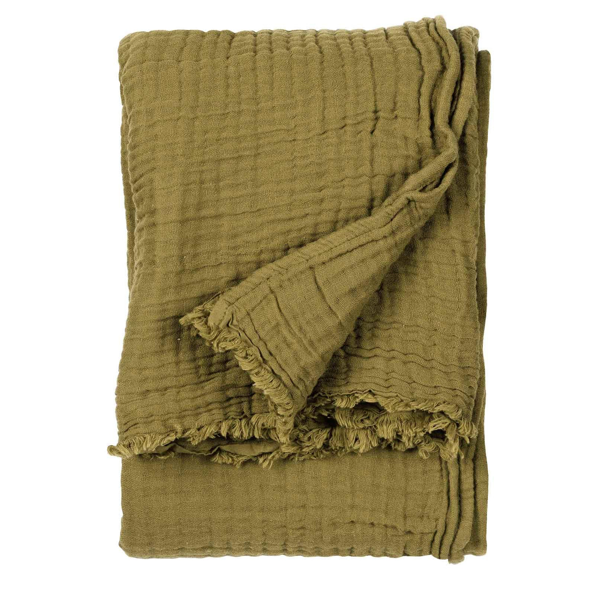 Lark Muslin Cotton Throw Khaki